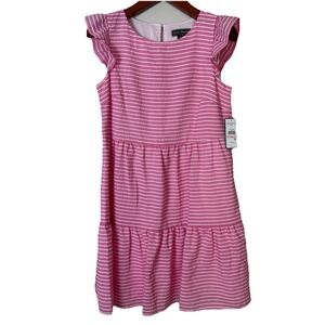 NWT Jessica Howard Dress Barbie Pink Striped Seersucker Size 10 Sleeveless Lined